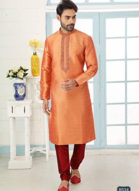 Orange Colour Designer Latest Party And Function Wear Traditional Art Banarasi Silk Kurta Churidar Pajama Redymade Collection 1036-8534